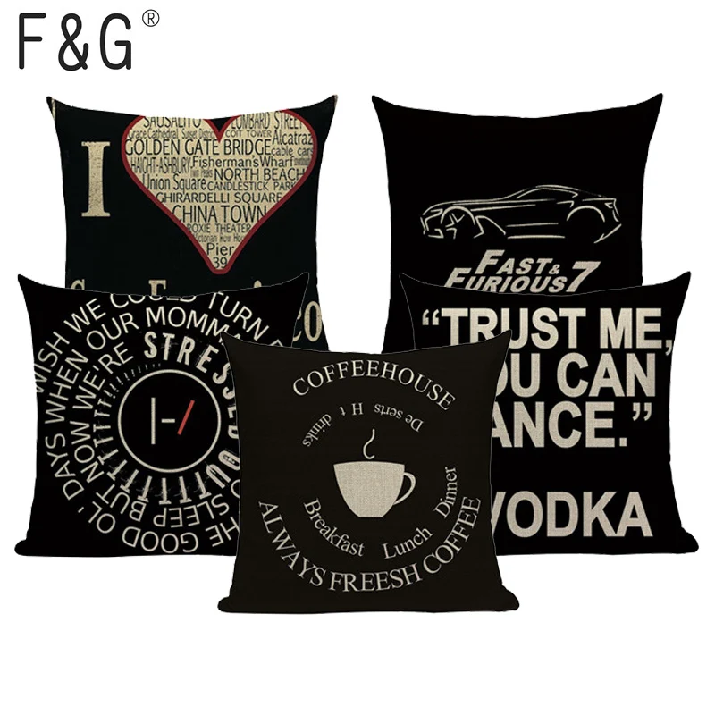 Европейский стиль Цвет Черный Элегантный чехол для подушки с буквами