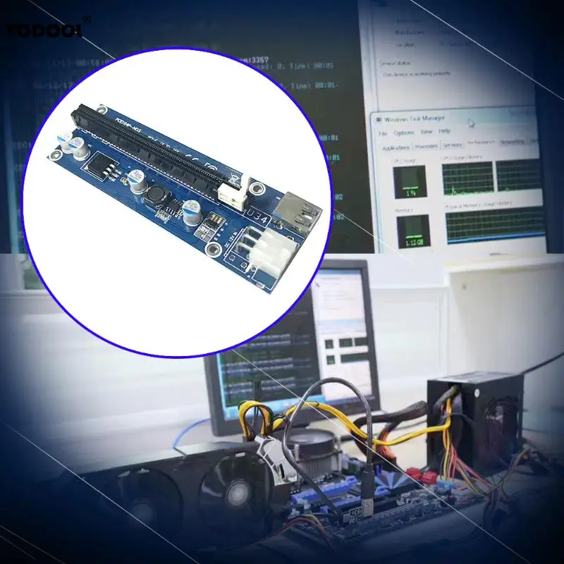 006C PCI E Express 1x к 16x расширитель переходная карта USB 3 0 6Pin SATA Интерфейс Видеокарта Riser