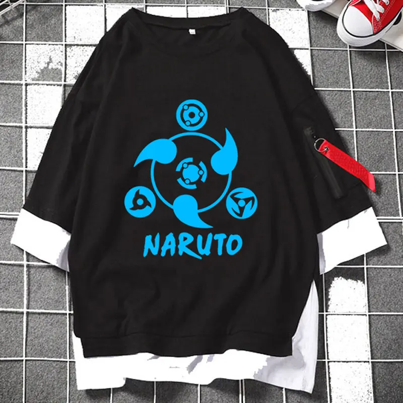 Светящиеся аниме Hokage Саске Учиха Мадара Шаринган Многослойные футболки с