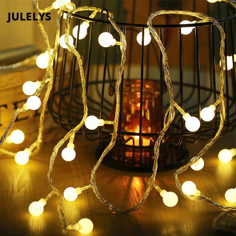 JULELYS 30 м 300 лампочек шар гирлянда Рождество светодиодный светильник открытый