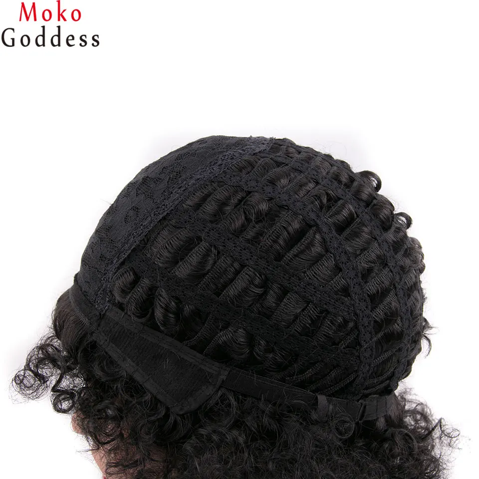 Mokogoddess короткие парики для женщин натуральный черный афро кудрявый парик