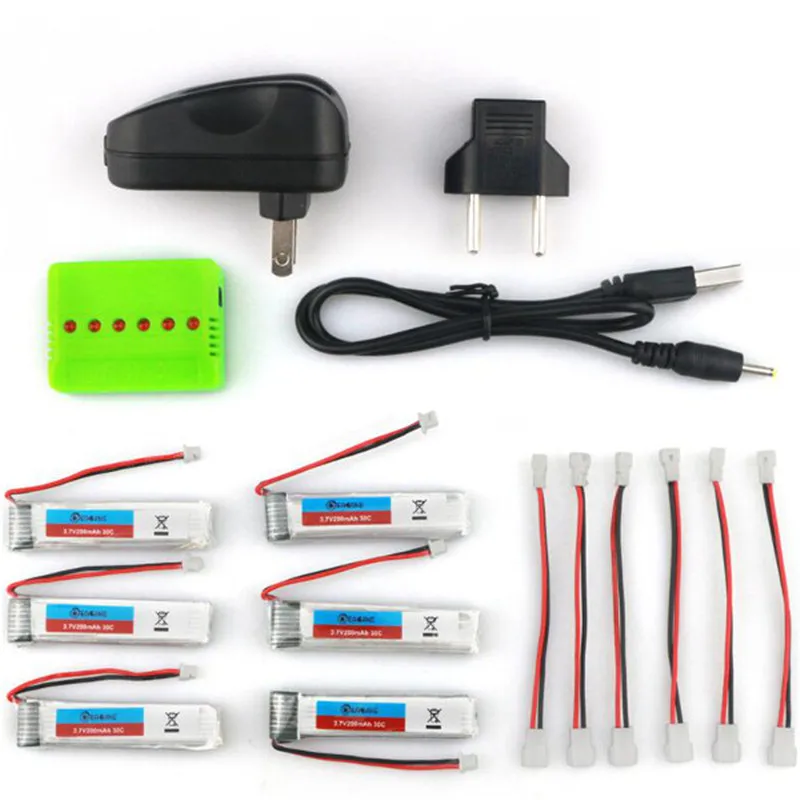 Новое поступление 6 шт. аккумулятор Eachine 3 7 В 200 мАч 30C Lipo с зарядным устройством для