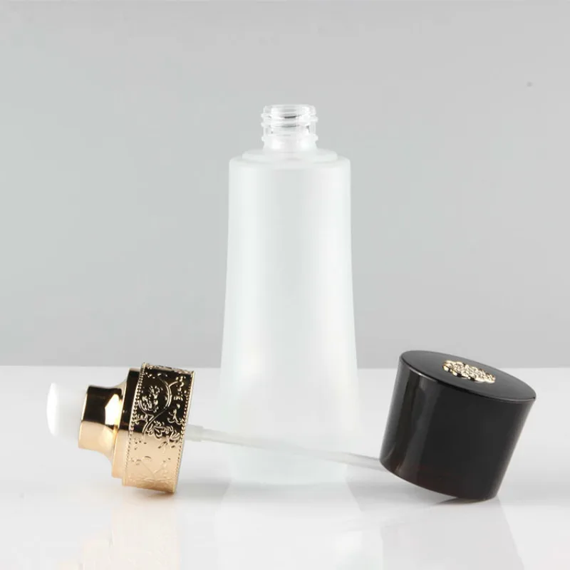8 шт./лот матовый Стекло бутылки 120ml100ml60ml 40 мл пустой Косметика Упаковка лосьон насос бутылка черная крышка Frost Стекло Jar 50 г 30 г