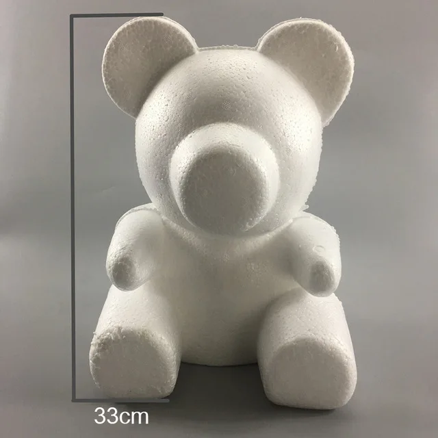 1 шт. 15 см/20 см/35 см пенопластовый пресс-форма мишки DIY игрушка искусственная Роза цветок медведь пластик медведь розы собака удачи модель пресс-формы - Цвет: 33cm bear model