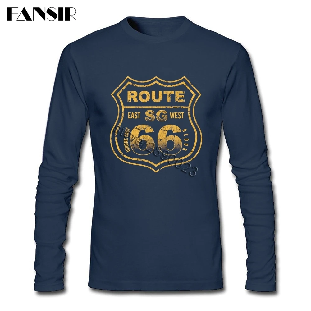 Футболка Route 66 Mother Road мужская с длинным рукавом хлопковая рубашка круглым вырезом