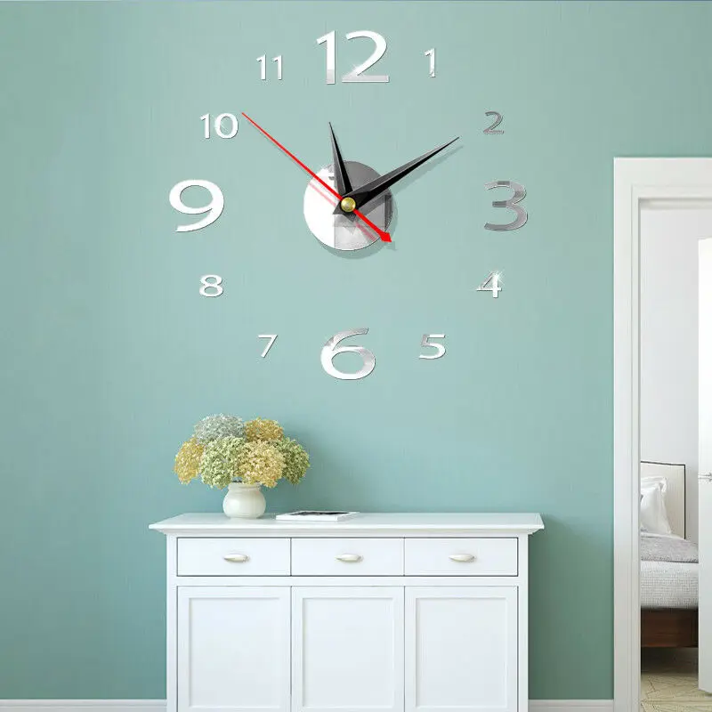 Современные большие настенные 3d часы с зеркальной поверхностью 4 см Настенная