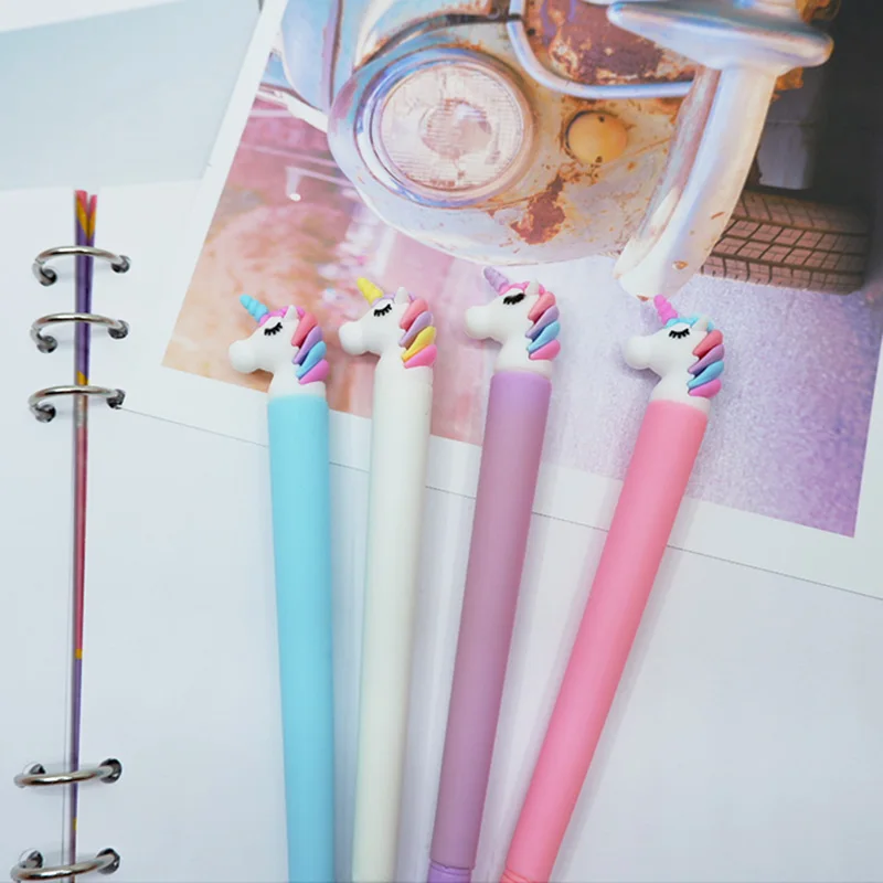 4 шт./лот 0 5 мм мультяшный Единорог гелевая ручка Студенческая рекламная