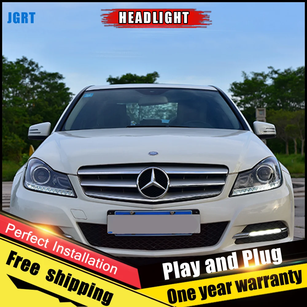 2 шт. автомобильный стиль светодиодный фары для Benz W204 2011- для W204 Головной фонарь светодиодный объектив двойной луч H7 HID Xenon bi xenon объектив