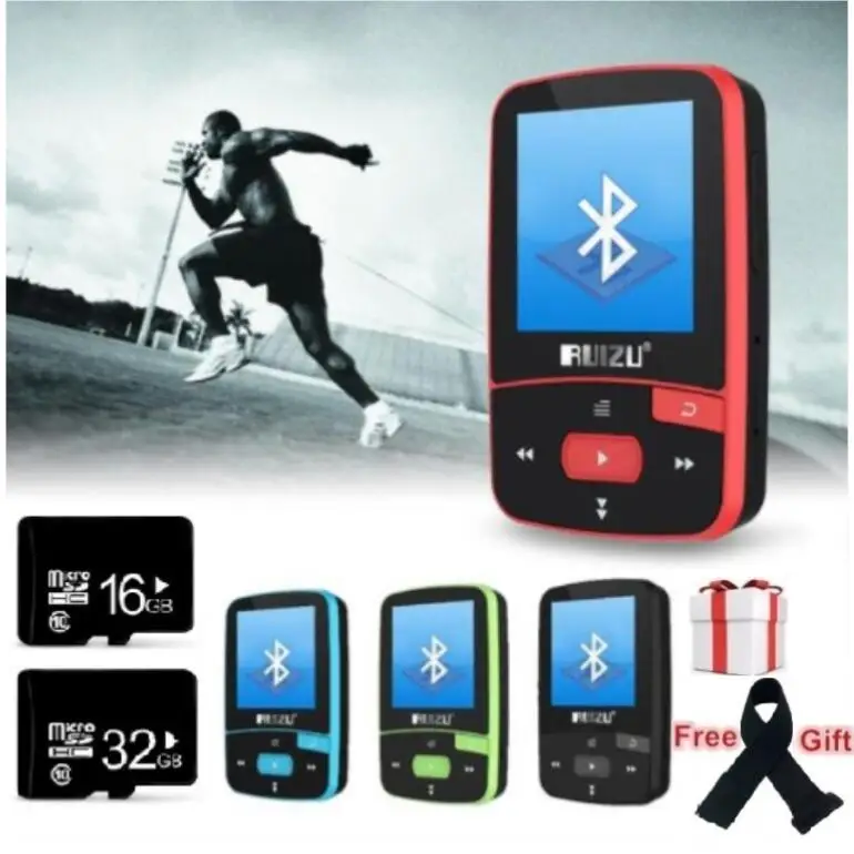 Ruidu X50 Спортивный Bluetooth MP3-плеер 8 Гб мини клип с экраном Поддержка FM, запись, электронная книга, часы, шагомер vFzsSS29bp