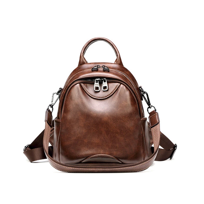 Винтажный женский рюкзак, масло, воск, кожаный рюкзак, Sac A Dos, дорожная сумка через плечо, школьные сумки для девочек-подростков, Mochila Feminina