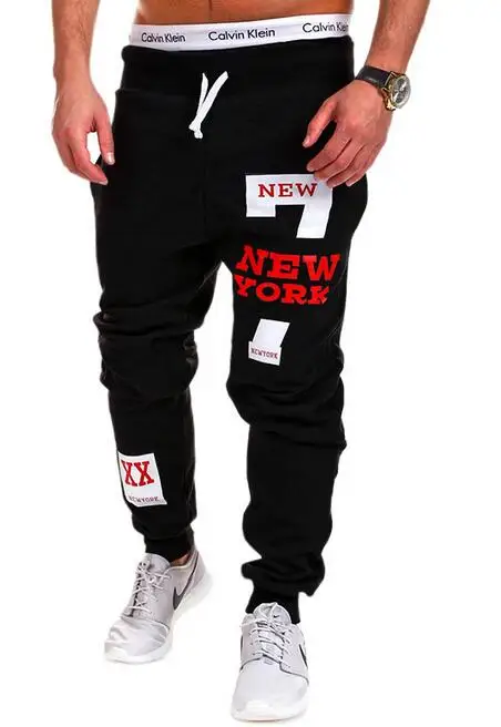 Black and Red Мужские s джоггеры Брендовые мужские брюки повседневные однотонные буквенно-цифровая печать брюки мужские спортивные штаны для бега большой размер XXXL - Цвет: Black and Red