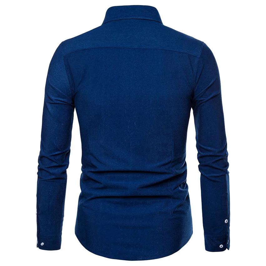 Мужская Вельветовая рубашка HCXY Повседневная с длинным рукавом в деловом стиле на