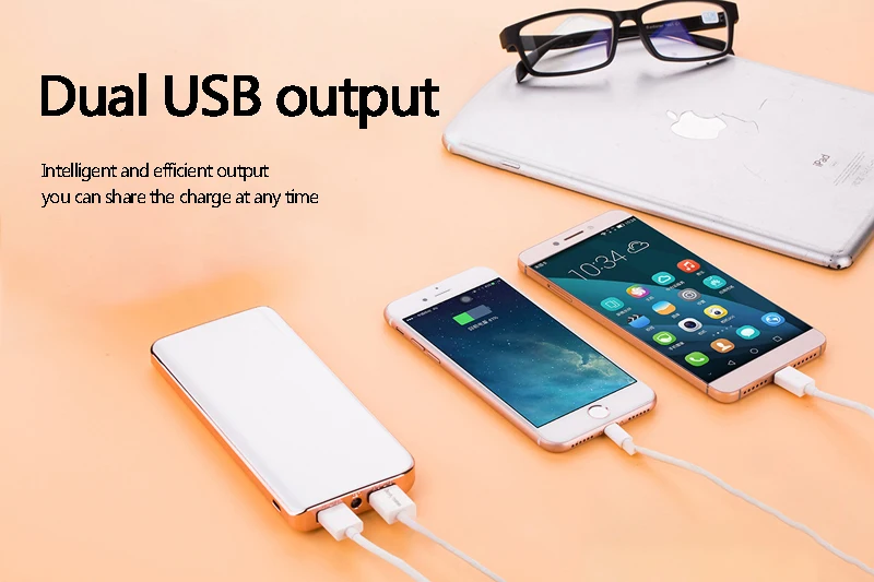 Dual USB Ultra-thin 15000mAh Power Bank Portable Lithium Polymer External Battery LED Powerbank For Xiaomi iPhone | Мобильные