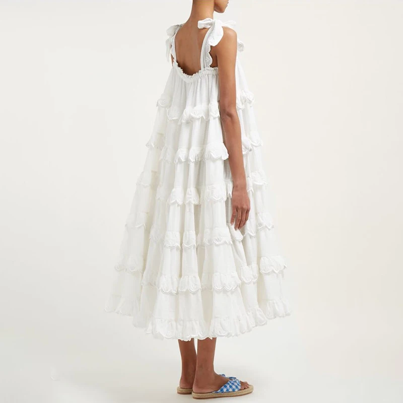 Женское платье-трапеция без бретелек VGH однотонное корейское свободное платье