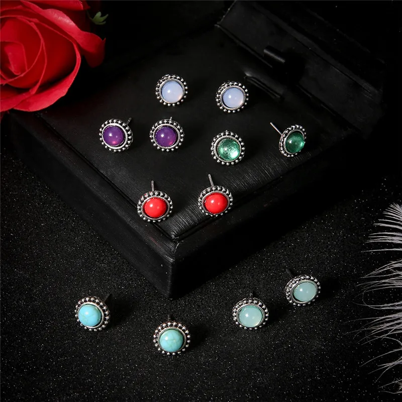Modyle 6 компл./лот модная богемная Vintage Opal серьги для женщины|Серьги-гвоздики| |
