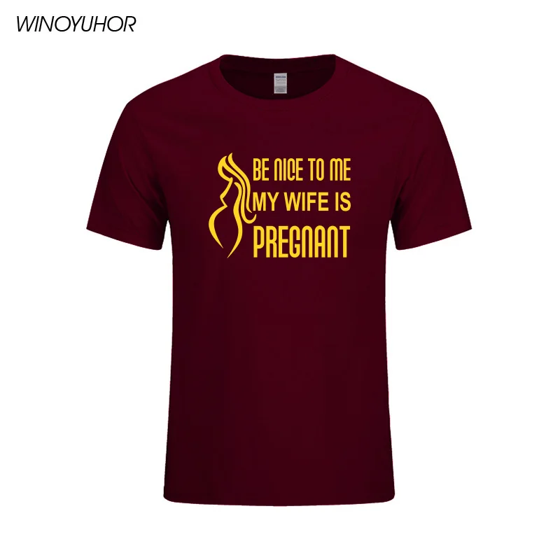 Футболка мужская с надписью Be Nice To Me рубашка коротким рукавом для беременных Муж
