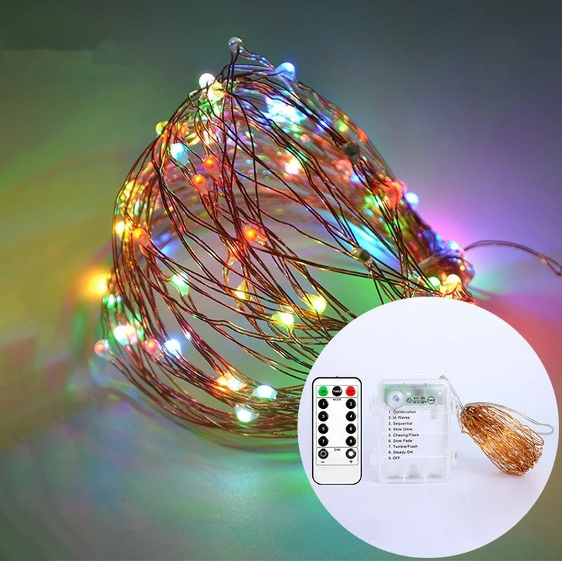 5M 10M 3AA battery silver line string fairy light Christmas decoration lights with 8 function remote control and box | Освещение