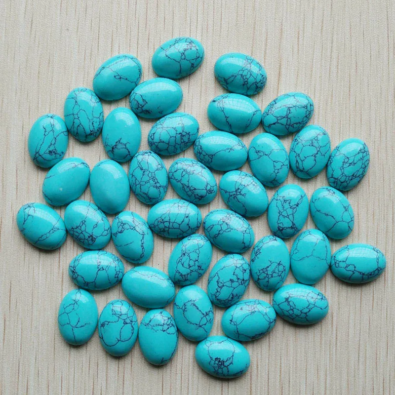 blue turquoise Натуральный овальный камень в форме Кабошона 13x18 мм смешанные бусины для изготовления ювелирных изделий 50 шт./лот - Цвет: blue turquoise