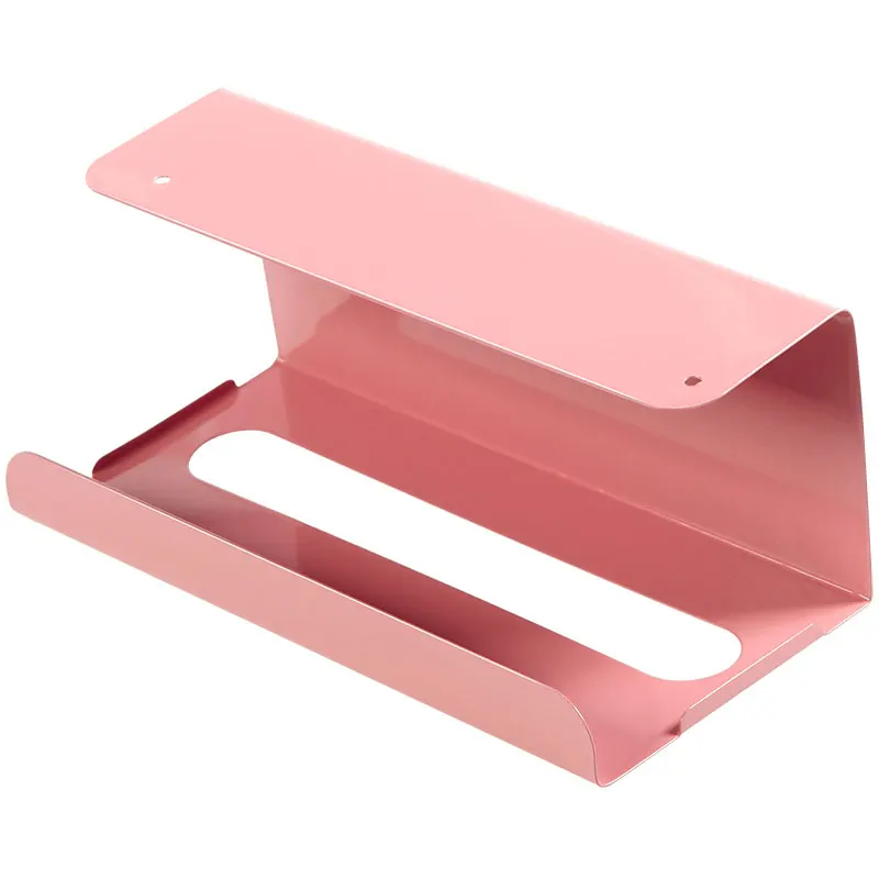 pink Кухонный бумажный держатель для полотенец, держатель для бумаги из кованого железа, креативный держатель для салфеток, настенный поднос для двери шкафа - Цвет: pink