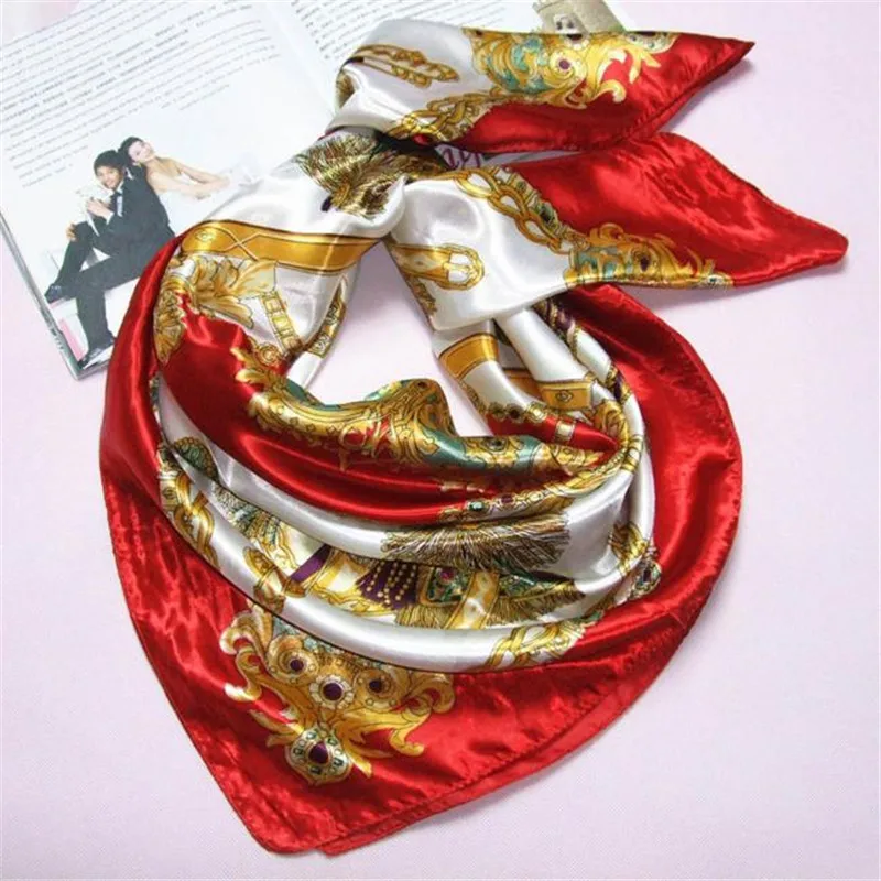 Fashion Women Big Size Silk Square Scarf 90*90cm Imitated High Quality Shawl wrap designer red blue |