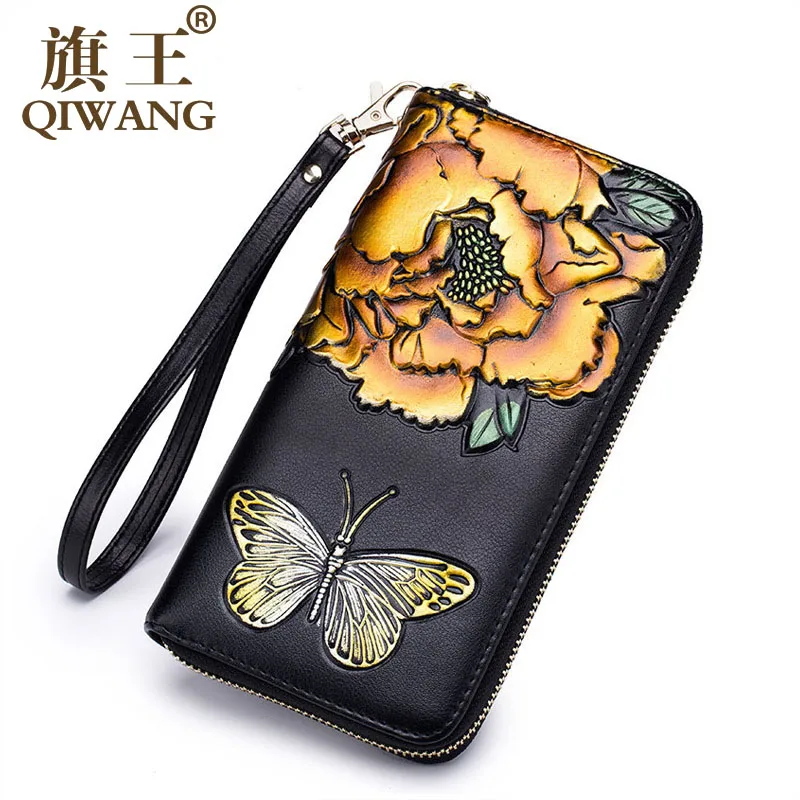 Оригинальные кошельки для женщин Длинный кошелек из натуральной кожи золотой