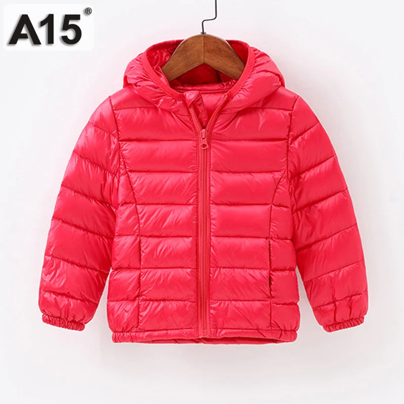 87081Red A15/Детские Зимние куртки для мальчиков, парка с капюшоном на белом утином пуху, зимняя одежда для маленьких девочек, легкие куртки, размеры для детей 2, 3, 4, 8, 10 лет - Цвет: 87081Red