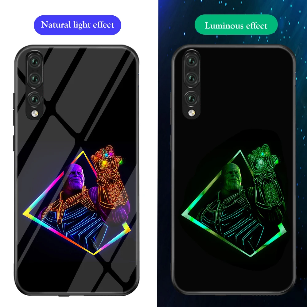 Ciciber чехол для телефона Funda Coque для huawei P30 P20 Lite Marvel Мстители Железный человек светящаяся стеклянная крышка для huawei P30 P20 Pro Capa - Цвет: Patterned 1