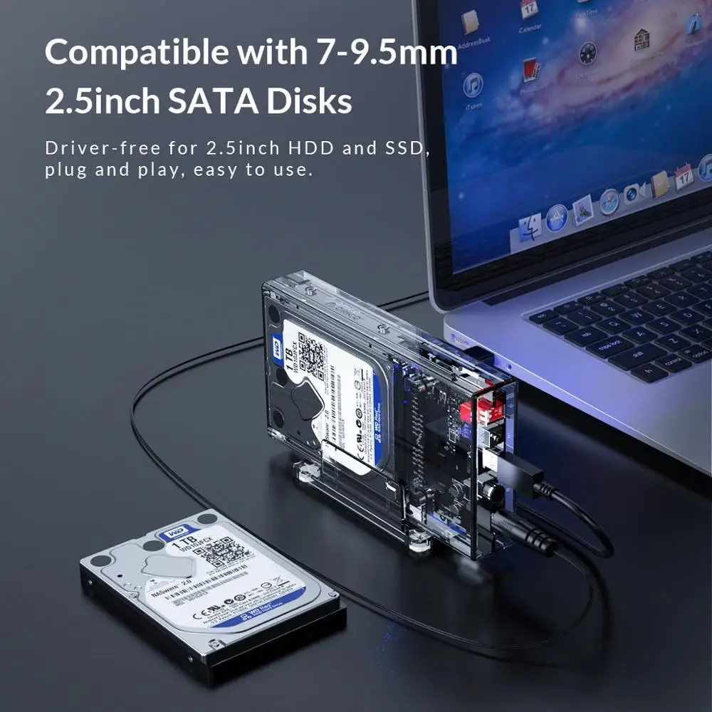 Чехол для жесткого диска ORICO 2 Bay 5 дюйма SATA на USB C прозрачный корпус поддержка UASP 7 9