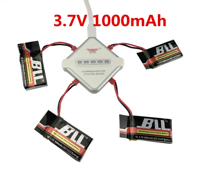 

BLL MJX X400 X800 X300C FY550 HM1315 HJ819 HJ818 0 3.7V 1000mAh Battery & 4 In 1 JST Charging Cable Parts for MJX RC Drone