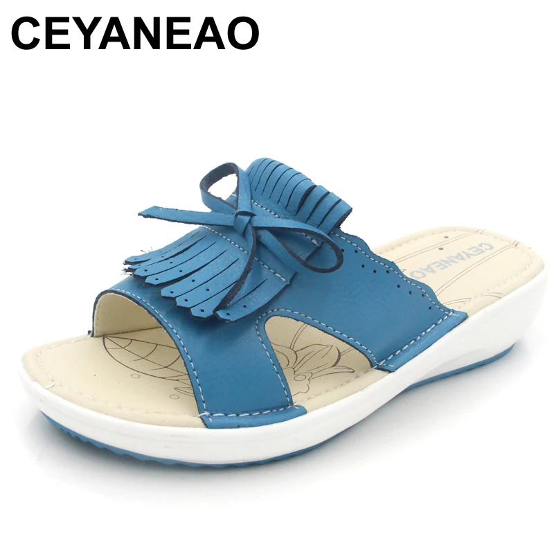 CEYANEAO/ г.; летние женские сандалии на плоской подошве; белые кожаные балетки; сандалии-шлепанцы с круглым носком и бахромой; женские вьетнамки