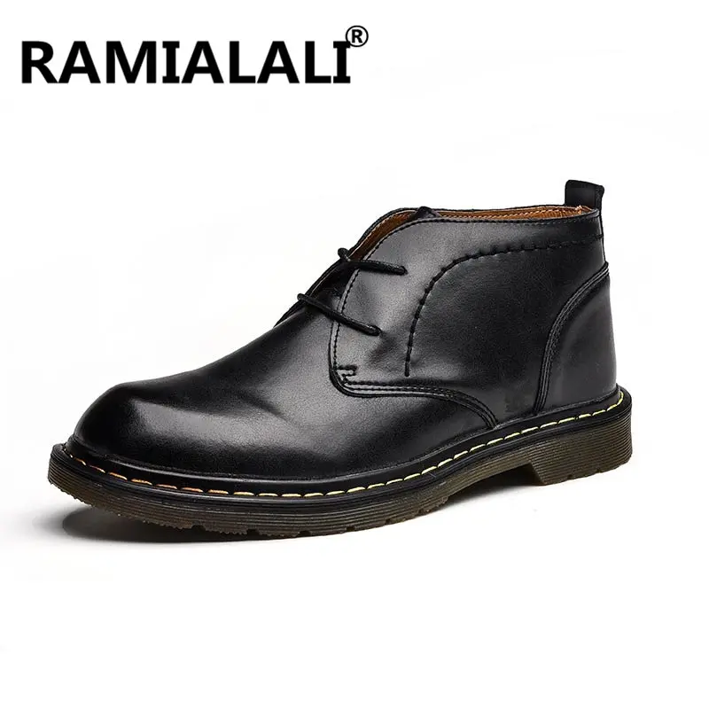 Ramialali/ботильоны; мужские ботинки из натуральной кожи; сезон осень-зима; ботинки с высоким берцем в стиле ретро; Рабочая обувь; botas Hombre