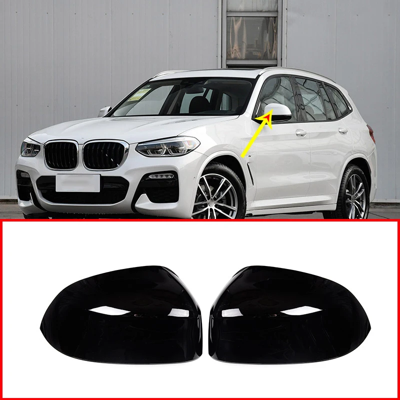 

Внешняя сторона Зеркало заднего вида Кепки Накладка для BMW X3 X4 G01 G02 2018 2019 автомобильные аксессуары глянцевый черный 2 предмета