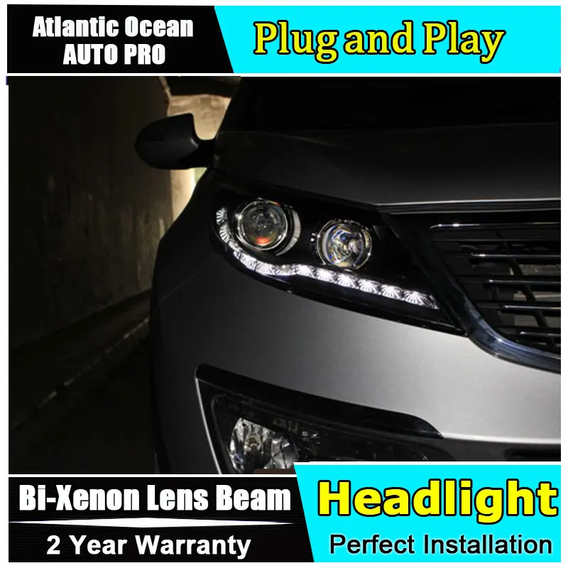 2011 2015 автомобильный Стайлинг для Kia Sportage фары R светодиодный комплект с линзами