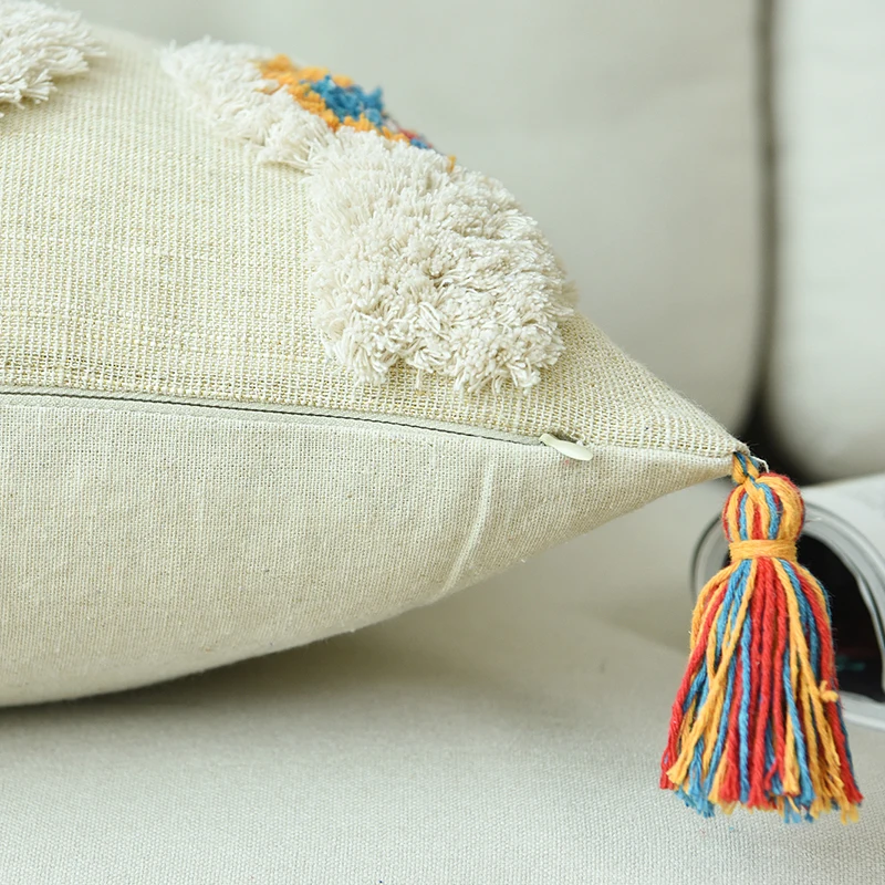 Boho Стиль подушка крышка круглая подушка чехол шерсти ручной работы с Ленточки для дивана сиденье простой домашний Decoractive белье размером 45*45 см