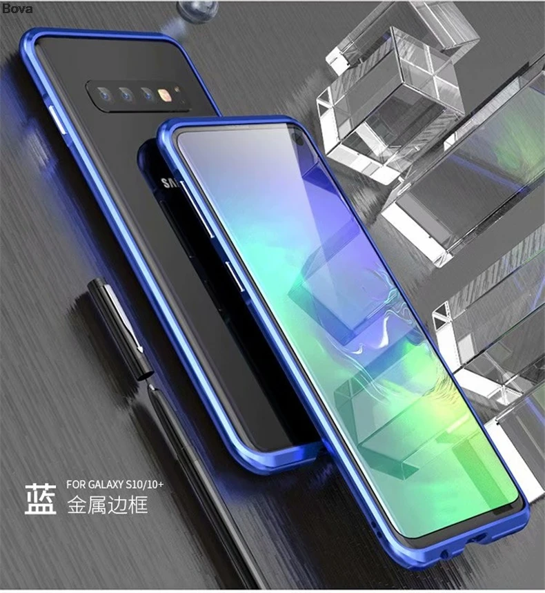 Luphie Роскошный ультра тонкий алюминиевый бампер чехол для samsung Galaxy S10 и S10e+ S10 Plus чехол+ 2 пленки(1 передняя+ 1 задняя