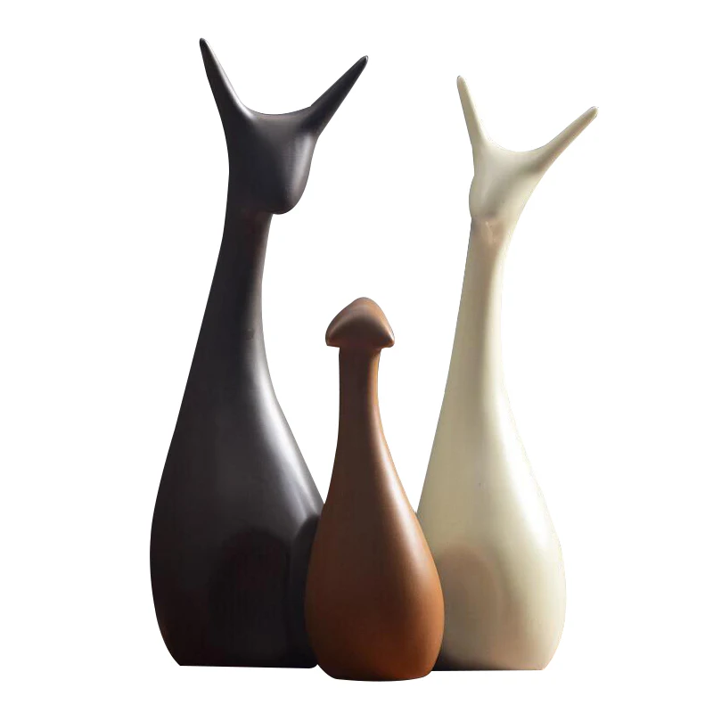 

Simple Modern Ceramic Figurines Livingroom Ornament Home Furnishing Decoration Crafts Office Coffee Accessories Wedding Gift