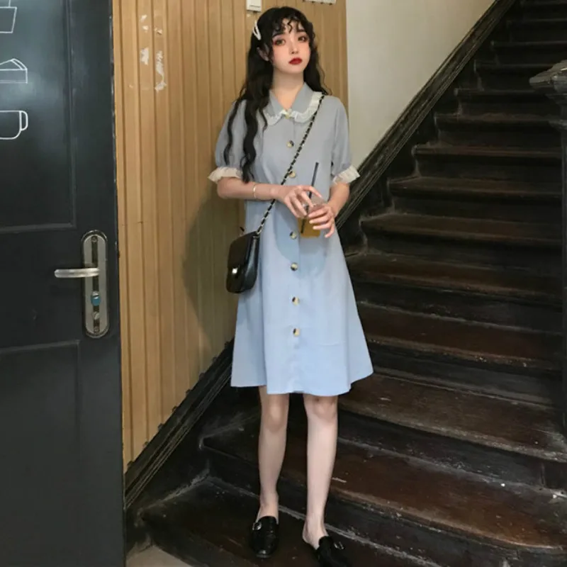 Женское шифоновое платье с оборками винтажное однотонное черного и синего цвета