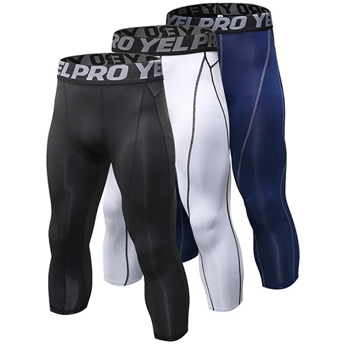black white navy Yuerlian US Local, 3 шт., мужские компрессионные штаны, термобелье, крутые, сухие, спортивные колготки, леггинсы, колготки для бега - Цвет: black white navy