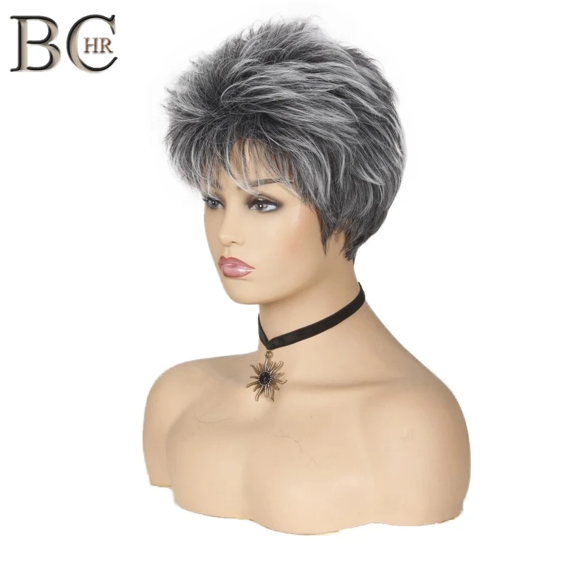 

BCHR 6 Inch Short Wigs Straight Synthetic Wig for Women Ombre Wig with Cascaded Layers Hair