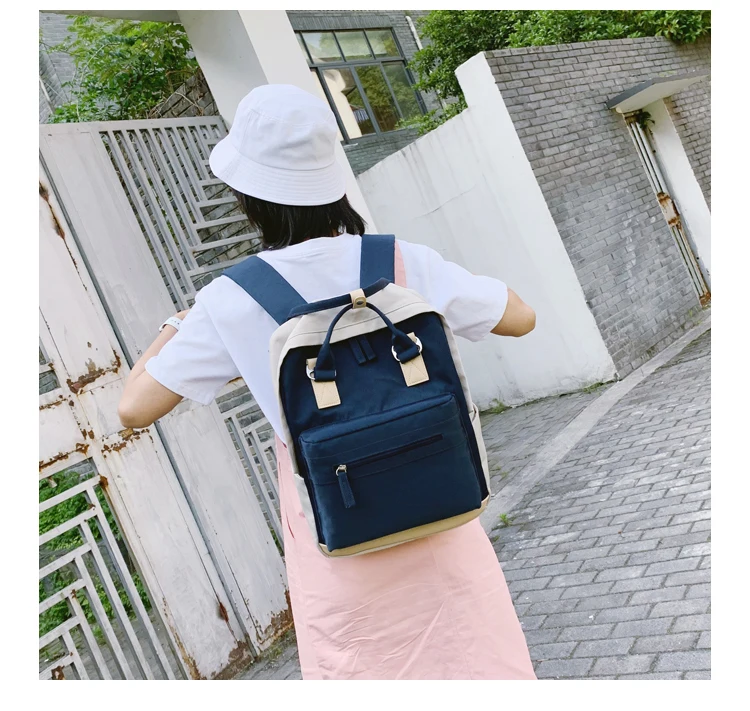 Women Hot Canvas Backpacks Candy Color Waterproof School Bags for Teenagers Girls Laptop Backpacks Patchwork Backpack New