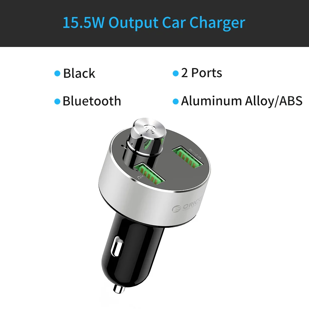 ORICO мини USB Автомобильное зарядное устройство с двойным выходом 15,5 Вт макс зарядное устройство для мобильного телефона для samsung huawei Xiaomi Tablet - Тип штекера: UBT 15.5W Silver