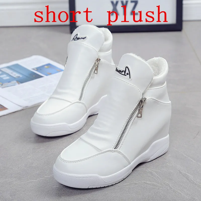 Женская кожаная обувь на танкетке; zapatos mujer plataforma tenis feminino; повседневная обувь на платформе в стиле Харадзюку; Повседневная обувь для женщин; basket femme - Цвет: short plush