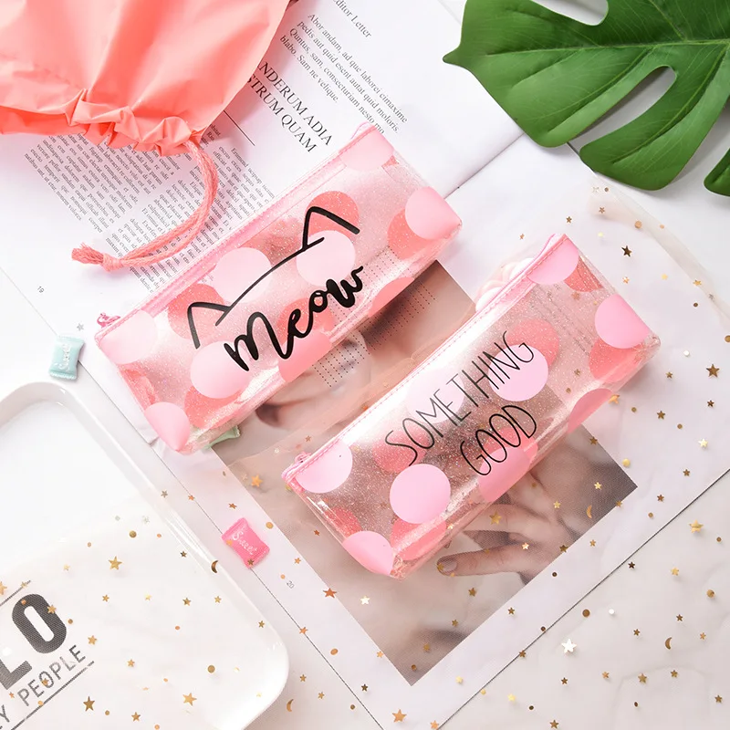 1 шт. милые розовые прозрачный пенал для девочек Kawaii Канцелярские Papeleria дети