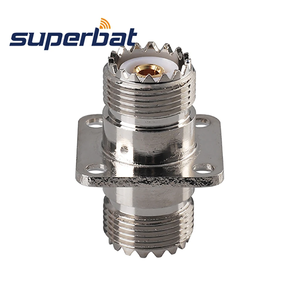 Superbat 5pcs UHF Adapter UHF Jack to Female 4 Hole Panel Mount RF Coaxial Connector