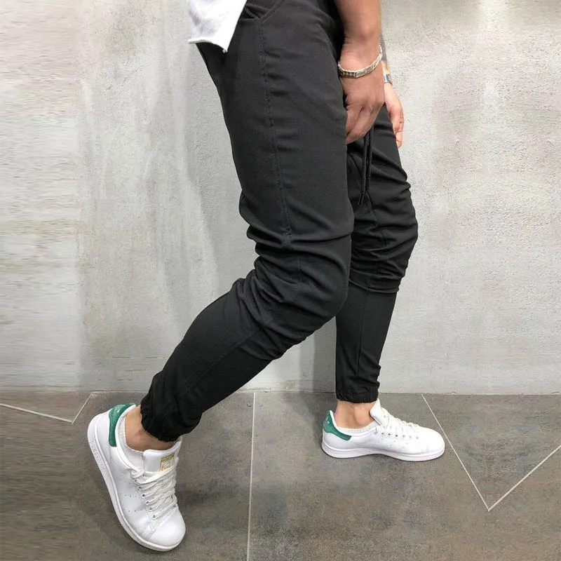 Тощий шнурок Для мужчин Уличная Брюки лосины и пояс Jogger брюки лодыжки