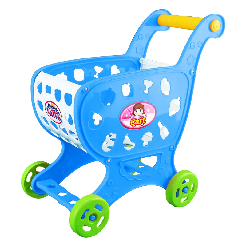 Blue Shopping Cart 22 шт., набор кухонных игрушек для покупок, ролевые игры, домик, пластиковая резка, фрукты, овощи, миниатюрная еда, развивающие игрушки для девочек - Цвет: Blue Shopping Cart