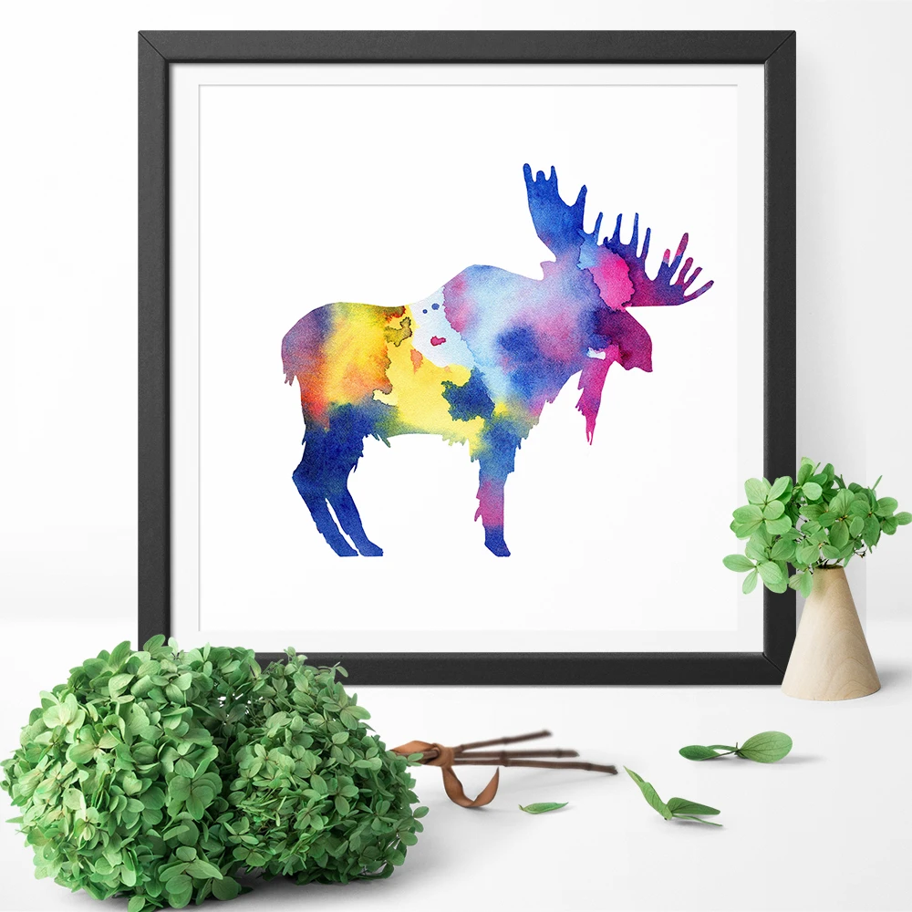 Лесных животных Картина лося Декор принт для детской холст живописи Wall Art плакат