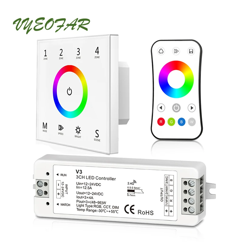 Led RGB контроллер 100V 240V Вход настенный сенсорный выключатель Панель T13 с V3