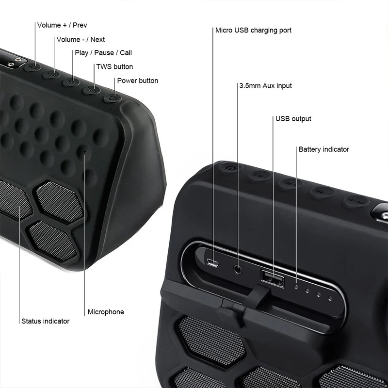 Fansaco Bluetooth Динамик Беспроводной Портативная колонка 10 Вт * 4 драйвера стерео