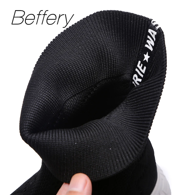 Beffery slip on вязать женские кроссовки с высоким берцем Удобная Осенняя Повседневное